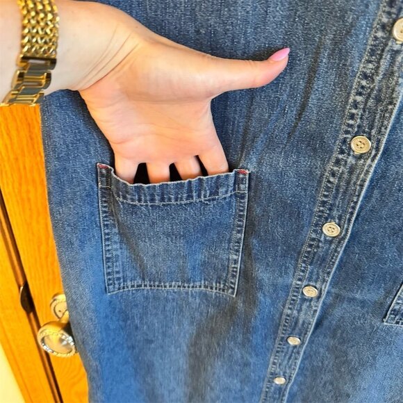 Faded Glory Women's XL 16-18 Blue Denim Maxi Dress Sleeveless Vintage - Picture 3 of 5